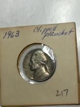 1963 Clipped Planchet Jefferson Nickel