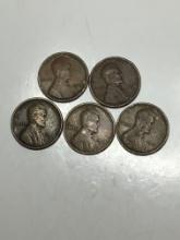 1911, 2-1914,1918,1919 S Lincoln Cents