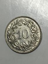 1938 Swiss 10 Centimes 