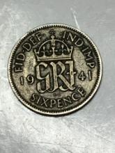 1941 6 Pence Silver Great Britain 
