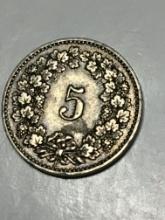 1911 Swiss 5 Centimes 