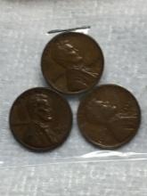 (3) Lincoln Wheat Cent 1942 P, D, S