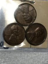 (3) Lincoln Wheat Cent 1945 P, D, S