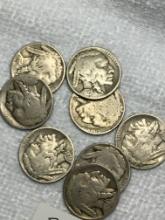 (8) Buffalo Nickels Different Dates