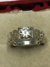 Sterling Silver 925 Antique Synthetic Diamond Ring