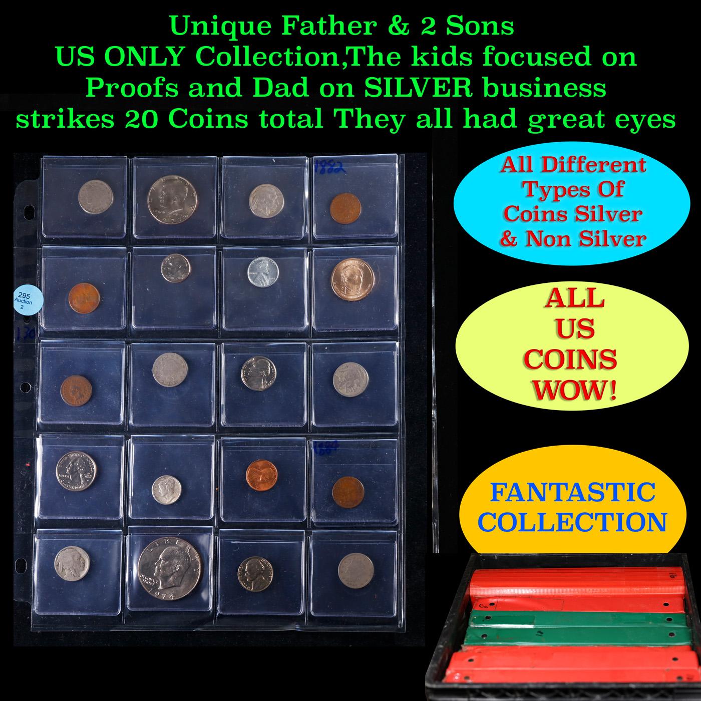 Unique Father & 2 Sons US ONLY Collection,The kids focused on Proofs and Dad on SILVER business stri