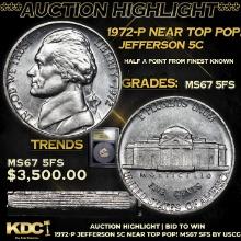 ***Auction Highlight*** 1972-p Jefferson Nickel Near Top Pop! 5c Graded GEM++ 5fs By USCG (fc)
