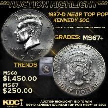 ***Auction Highlight*** 1997-d Kennedy Half Dollar Near Top Pop! 50c Graded ms67+ By SEGS (fc)