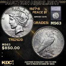 ***Auction Highlight*** 1927-s Peace Dollar 1 Graded ms63 By SEGS (fc)
