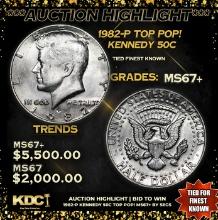 ***Auction Highlight*** 1982-p Kennedy Half Dollar TOP POP! 50c Graded ms67+ By SEGS (fc)