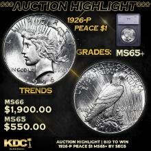 ***Auction Highlight*** 1926-p Peace Dollar 1 Graded ms65+ By SEGS (fc)