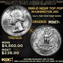 ***Auction Highlight*** 1990-d Washington Quarter Near Top Pop! 25c Graded ms67+ By SEGS (fc)