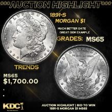 ***Auction Highlight*** 1891-s Morgan Dollar $1 Grades GEM Unc (fc)
