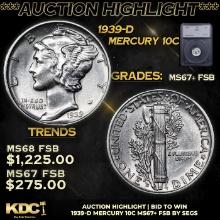 ***Auction Highlight*** 1939-d Mercury Dime 10c Graded ms67+ FSB By SEGS (fc)
