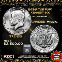 ***Auction Highlight*** 1978-p Kennedy Half Dollar TOP POP! 50c Graded ms67+ By SEGS (fc)