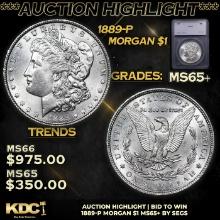 ***Auction Highlight*** 1889-p Morgan Dollar 1 Graded ms65+ By SEGS (fc)