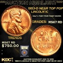 ***Auction Highlight*** 1953-d Lincoln Cent Near Top Pop! 1c Graded GEM++ Unc RD BY USCG (fc)