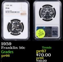 Proof NGC 1959 Franklin Half Dollar 50c Graded pr66 By NGC