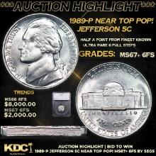 ***Auction Highlight*** 1989-p Jefferson Nickel Near TOP POP! 5c Graded ms67+ 6fs BY SEGS (fc)