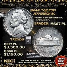 ***Auction Highlight*** 1964-p Jefferson Nickel TOP POP! 5c Graded ms67 PL BY SEGS (fc)