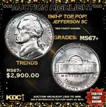 ***Auction Highlight*** 1961-p Jefferson Nickel TOP POP! 5c Graded ms67+ BY SEGS (fc)