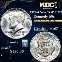 1972-d Kennedy Half Dollar Near TOP POP! 50c Graded ms67 BY SEGS