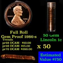 Gem Proof Lincoln 1c roll, 1986-s 50 pcs