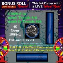 1-5 FREE BU Nickel rolls with win of this 1989-d SOLID BU Jefferson 5c roll incredibly FUN wheel