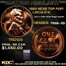 Proof ***Auction Highlight*** 1954 Lincoln Cent Near TOP POP! 1c Graded pr68+ rd cam BY SEGS (fc)