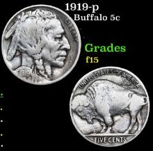 1919-p Buffalo Nickel 5c Grades f+