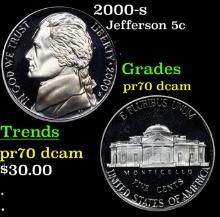 Proof 2000-s Jefferson Nickel 5c Grades GEM++ Proof Deep Cameo