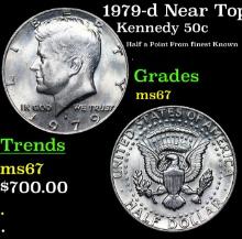 1979-d Kennedy Half Dollar Near Top Pop! 50c Graded ms67 By SEGS
