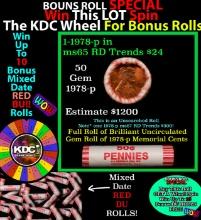 1-10 FREE BU RED Penny rolls with win of this 1978-p SOLID RED BU Lincoln 1c roll incredibly FUN whe