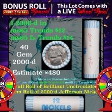 1-5 FREE BU Jefferson rolls with win of this2000-d 40 pcs Brandt $2 Nickel Wrapper