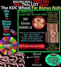 CRAZY Penny Wheel Buy THIS 2000-d solid Red BU Lincoln 1c roll & get 1-10 BU Red rolls FREE WOW