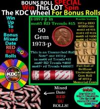 1-10 FREE BU RED Penny rolls with win of this 1973-p SOLID RED BU Lincoln 1c roll incredibly FUN whe