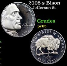 Proof 2005-s Bison Jefferson Nickel 5c Grades GEM Proof