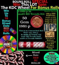CRAZY Penny Wheel Buy THIS 1981-p solid Red BU Lincoln 1c roll & get 1-10 BU Red rolls FREE WOW
