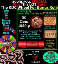 CRAZY Penny Wheel Buy THIS 1959-p solid Red BU Lincoln 1c roll & get 1-10 BU Red rolls FREE WOW
