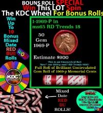 CRAZY Penny Wheel Buy THIS 1969-p solid Red BU Lincoln 1c roll & get 1-10 BU Red rolls FREE WOW