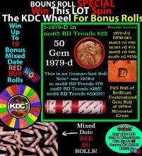1-10 FREE BU RED Penny rolls with win of this 1979-d SOLID RED BU Lincoln 1c roll incredibly FUN whe