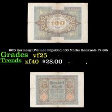 1920 Germany (Weimar Republic) 100 Marks Banknote P# 69b Grades vf+