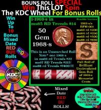 1-10 FREE BU RED Penny rolls with win of this 1968-s SOLID RED BU Lincoln 1c roll incredibly FUN whe