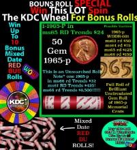 INSANITY The CRAZY Penny Wheel 1000s won so far, WIN this 1965-p BU RED roll get 1-10 FREE