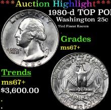 ***Auction Highlight*** 1980-d Washington Quarter TOP POP! 25c Graded ms67+ BY SEGS (fc)