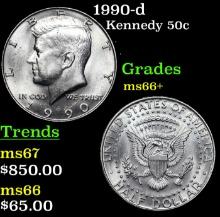 1990-d Kennedy Half Dollar 50c Grades GEM++ Unc