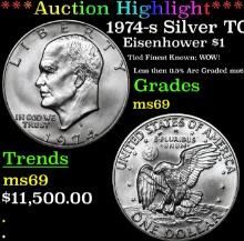 ***Auction Highlight*** 1974-s Silver Eisenhower Dollar TOP POP! $1 Graded ms69 BY SEGS (fc)