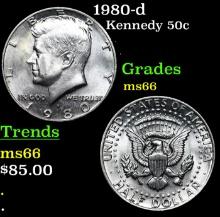 1980-d Kennedy Half Dollar 50c Grades GEM+ Unc