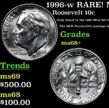 1996-w Roosevelt Dime RARE! Near Top Pop! 10c Graded ms68+ BY SEGS