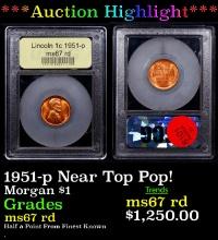 ***Auction Highlight*** 1951-p Lincoln Cent Near TOP POP! 1c Graded GEM++ Unc RD By USCG (fc)